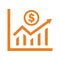 Profit statistics icon, Earning growth chart