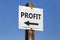 Profit word and arrow signpost