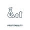 Profitability line icon. Thin style element from business administration collection. Simple Profitability icon for web design,