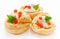 Profiteroles with fish mousse or pate and red caviar close up is