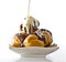 Profiteroles with hot chocolate and cream
