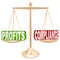 Profits and Compliance in Balance Scale Weighing Words