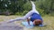 Profound balancing asana in yoga, young female yogi experienced strong hands
