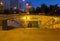 Profsoyuznaya  metro station entrance summer evening, Profsoyuznaya is a part of Moscow subway system, Russia