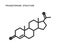 Progesterone female sex hormone chemical molecular structure. Steroid of menstrual cycle, puberty, ovary and pregnancy