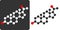 Progesterone female sex hormone molecule, flat icon style. Plays role in pregnancy and menstrual cycle..Atoms shown as color-coded