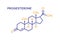 Progesterone hormone molecular formula. Human body hormones symbol