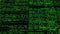 Program code of matrix on black background. Animation. Green text from set of codes providing matrix database. Large