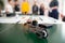 Programmable self-propelled toy vehicle made from construction set parts