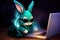 Programmer Bunny with laptop. Generative Ai