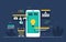 Programmer Thinking Mobile App Development Process Flat Design Illustration