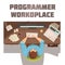 Programmer Workplace Cartoon Concept