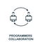 Programmers Collaboration line icon. Thin design style from programmer icon collection. Simple programmers collaboration