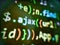 Programming code typing. Programmer developer screen. Digital cyber pattern. Developer software programming code. Writing