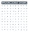 Programming coding vector line icons set. programming, coding, scripting, coding language, coding skills, coding