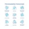 Programming paradigms turquoise concept icons set