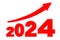 Progress Arrow in New 2024 Year Sign. 3d Rendering