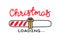 Progress bar with inscription - Christmas loading and doodle gift in sketchy style. Vector christmas, New Year