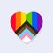 Progress pride flag and heart shape concept as symbol of love, diversity and inclusivity