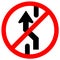 Prohibit Changing Lane, Do Not Go Left, No Change Traffic Lanes To The Left Symbol Sign,Vector Illustration, Isolate On White