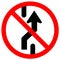 Prohibit Changing Lane, Do Not Go Right, No Change Traffic Lanes To The Right Symbol Sign,Vector Illustration, Isolate On White