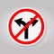 Prohibit Fork Road Not Turn Right Or Turn Left Traffic Symbol Sign Isolate On White Background,Vector Illustration