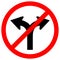 Prohibit Fork Road Not Turn Right Or Turn Left Traffic Symbol Sign Isolate On White Background,Vector Illustration EPS.10