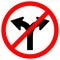 Prohibit Fork In Road Traffic Sign,Vector Illustration, Isolate On White Background Label. EPS10