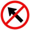 Prohibit Go To The Left By The Arrow Traffic Road Sign, Vector Illustration, Isolate On White Background Label. EPS10