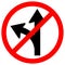 Prohibit Proceed Straight or Turn Left Road Sign, Vector Illustration, Isolate On White Background Label. EPS10