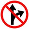 Prohibit Proceed Straight or Turn Right Road Sign, Vector Illustration, Isolate White Background Label. EPS10