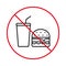 Prohibit Unhealthy Meal. Forbid Fast Junk Food Hamburger Cola Pictogram. Beverage Stop Symbol. No Allowed Drink Eat