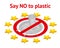 Prohibit the use of plastic utensils in the European Union. Say no to plastic. Environmental pollution. Environmental