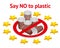 Prohibit the use of plastic utensils in the European Union. Say no to plastic. Environmental pollution. Environmental