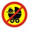 Prohibited entry with a pram. Vector sign. Sticker.