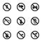 Prohibited insects icons set, simple style