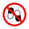Prohibited medical pills icon. Medicine drugs sign.  illustration
