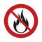 prohibited sign road flame fire danger hot