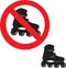 Prohibited Sign. Roller skate icon.