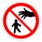 Prohibiting round road sign. Manager. Puppet show. Puppeteer puppet.