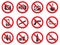 Prohibiting signs vector format