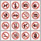 Prohibiting signs vector icons