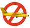 Prohibition of airplane. Strict ban on construction of aircraft. Yellow plane forbid.