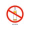 Prohibition alcohol. Sign no beer. Color illustration of a glass of beer in red crossed circle. Ban beverage flat line in modern