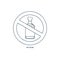 Prohibition alcohol. Sign no rum. Color illustration of a glass of rum in crossed circle. Ban beverage flat line in modern style.