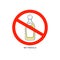 Prohibition alcohol. Sign no tequila. Color illustration of a glass of tequila in red crossed circle. Ban beverage flat line in