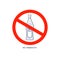 Prohibition alcohol. Sign no vermouth. Color illustration of a glass of vermouth in red crossed circle. Ban beverage flat line in