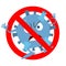 Prohibition coronavirus icon, monster virus banned. Non infected