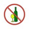 Prohibition drinking alcoholic beverages vector icon. Prohibiting icon of alcohol cartoon style