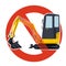 Prohibition of excavation work symbol. Vector dredging strict ban sign.